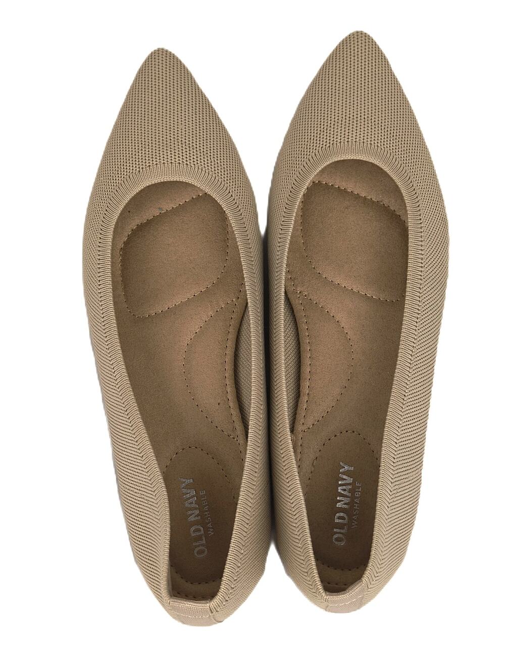 Old Navy Beige Knit Pointed Toe Flats Washable Comfort Shoes Size 7